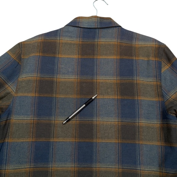 Tentree Flannel Shacket Mens Medium Plaid Snap Front Pockets Organic Cotton Hemp - Picture 15 of 15